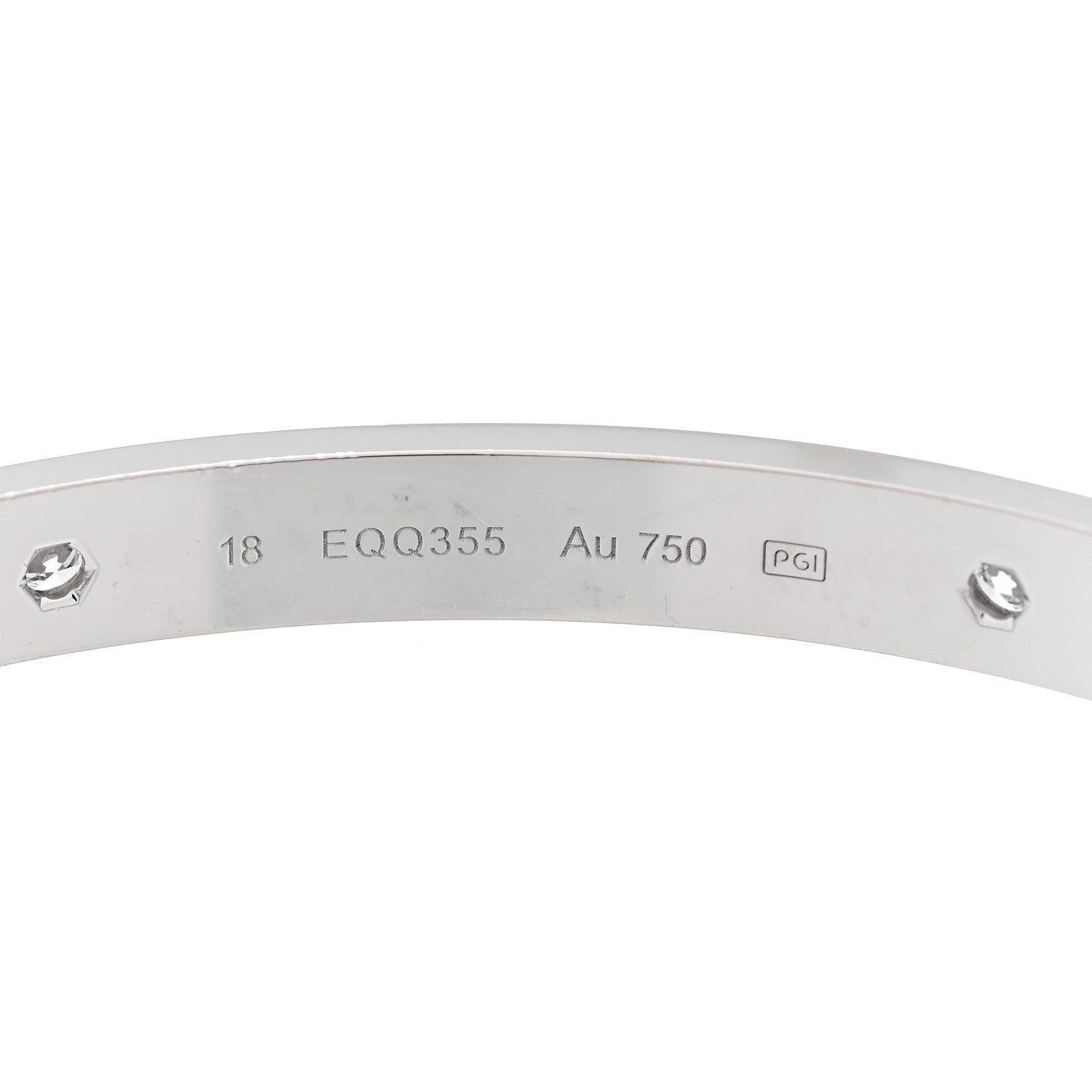 Cartier 18K White Gold 4 Diamond Love Bracelet 18 4 of 9