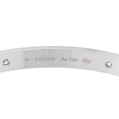 Cartier 18K White Gold 4 Diamond Love Bracelet 18 4 of 9