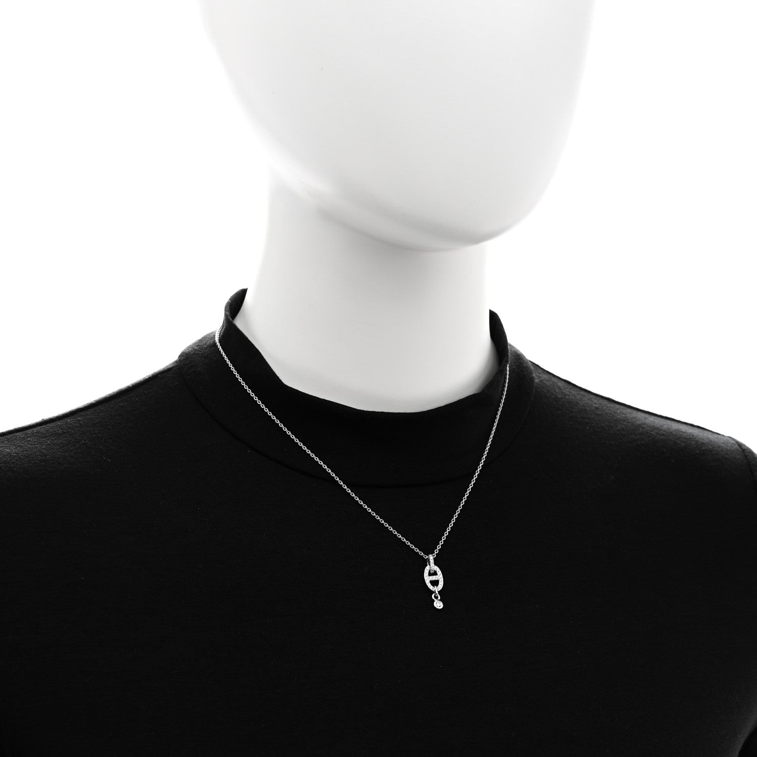 Hermes 18K White Gold Diamond PM Chaine d'Ancre Enchainee Necklace 2 of 5