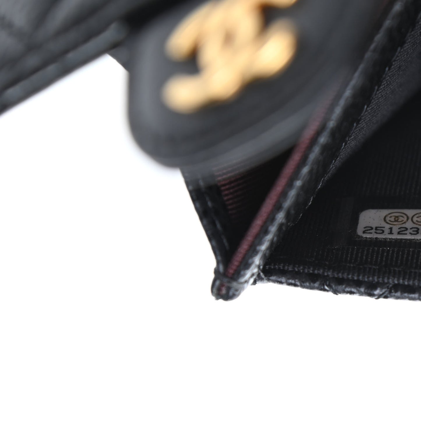 Caviar Quilted Flap Card Holder Wallet Black