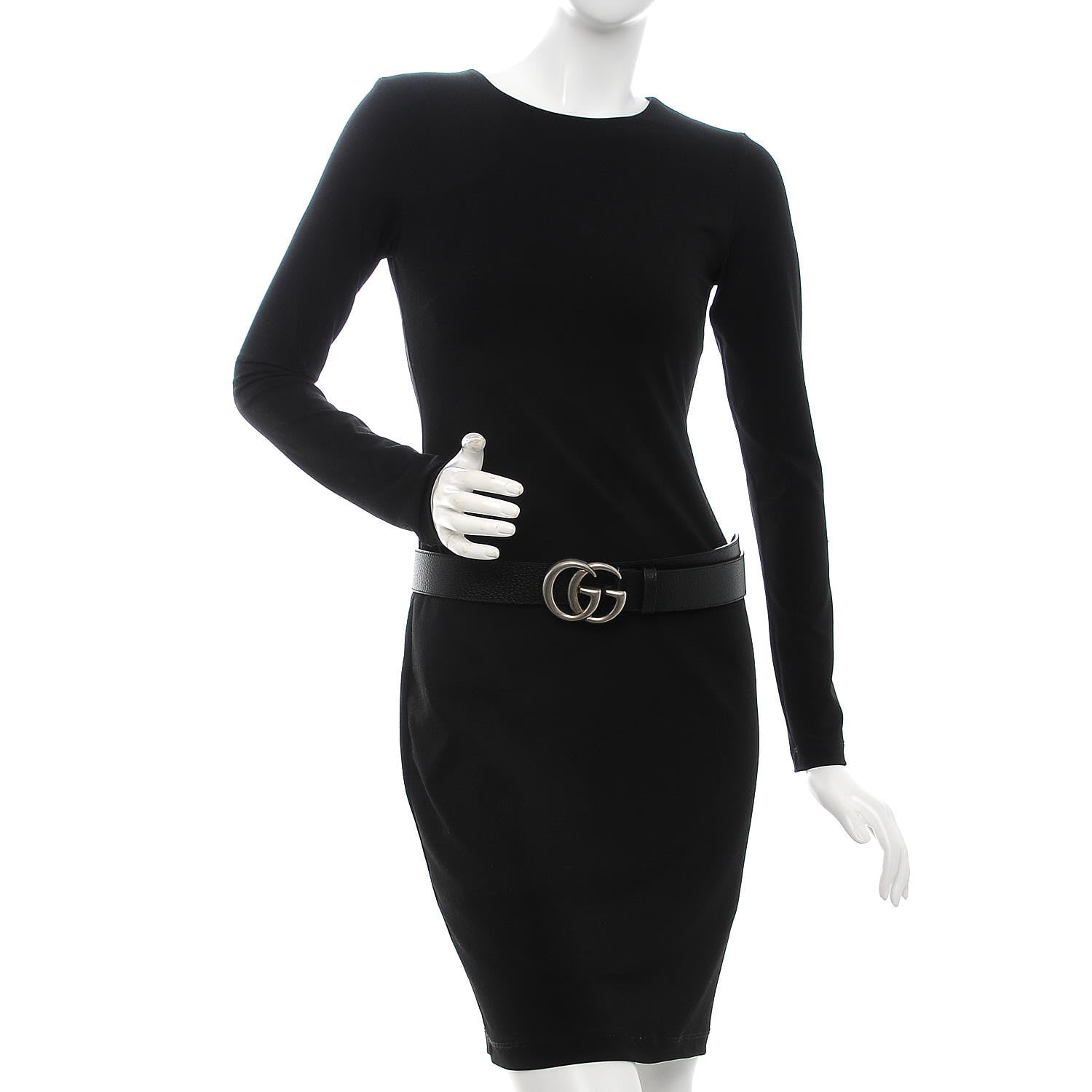 Gucci Textured Dollar Calfskin Nickel Double G 40mm Belt 85 34 Black 2 of 7