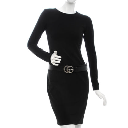 Gucci Textured Dollar Calfskin Nickel Double G 40mm Belt 85 34 Black 2 of 7