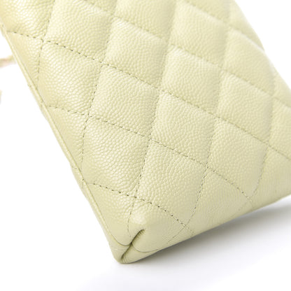 Chanel Caviar Quilted French New Wave Phone Holder With Chain Light Green 10 of 12