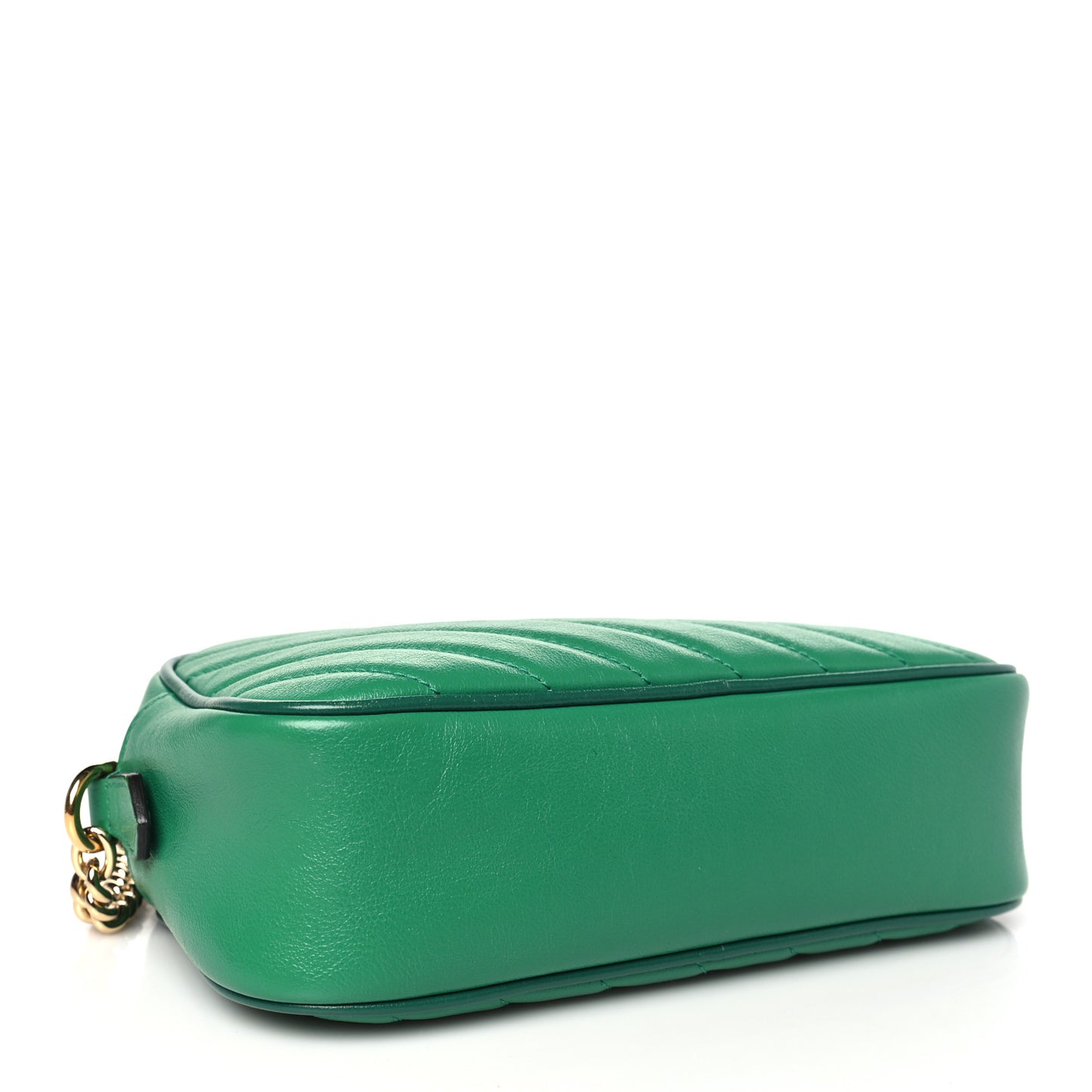 Azalea Calfskin Enamel Matelasse Diagonal Small Torchon GG Marmont Chain Shoulder Bag New Shamarock Emerald
