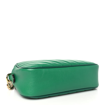 Gucci Azalea Calfskin Enamel Matelasse Diagonal Small Torchon GG Marmont Chain Shoulder Bag New Shamarock Emerald 4 of 11