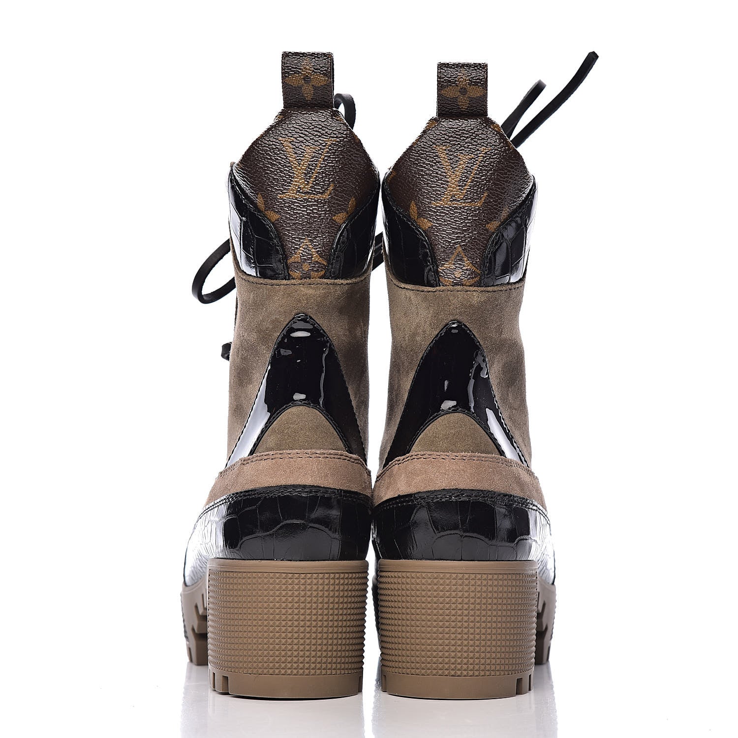 Louis Vuitton Suede Calfskin Monogram Laureate Platform Desert Boots 35.5 Taupe 8 of 9
