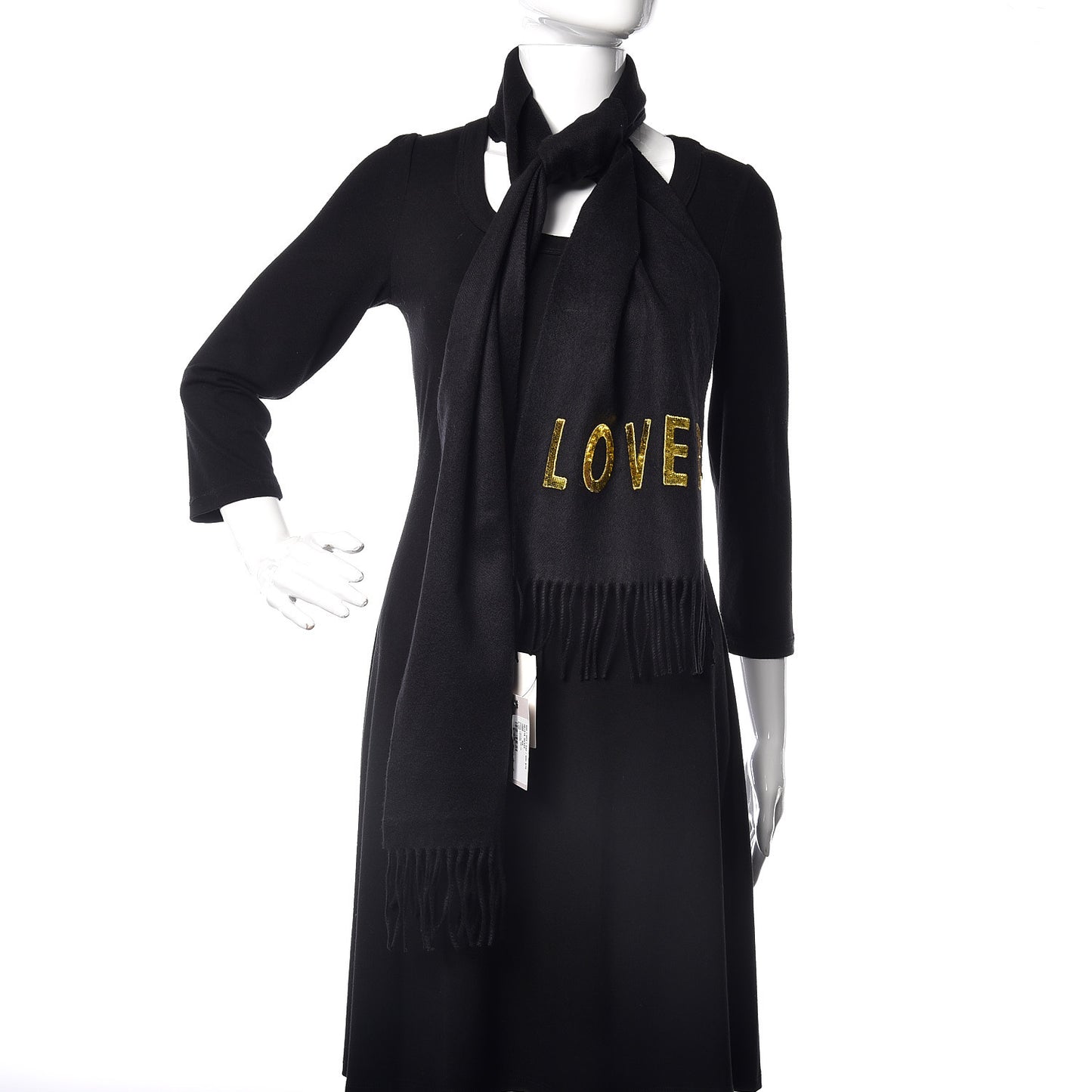 Silk Cashmere Sequins Lovesh Scarf Black