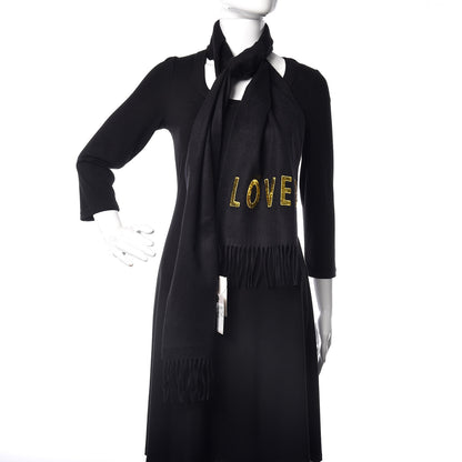 Gucci Silk Cashmere Sequins Lovesh Scarf Black 2 of 6