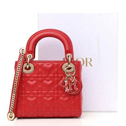 Christian Dior Calfskin Cannage Dioramour Mini Lady Dior Bag Bright Red 11 of 11