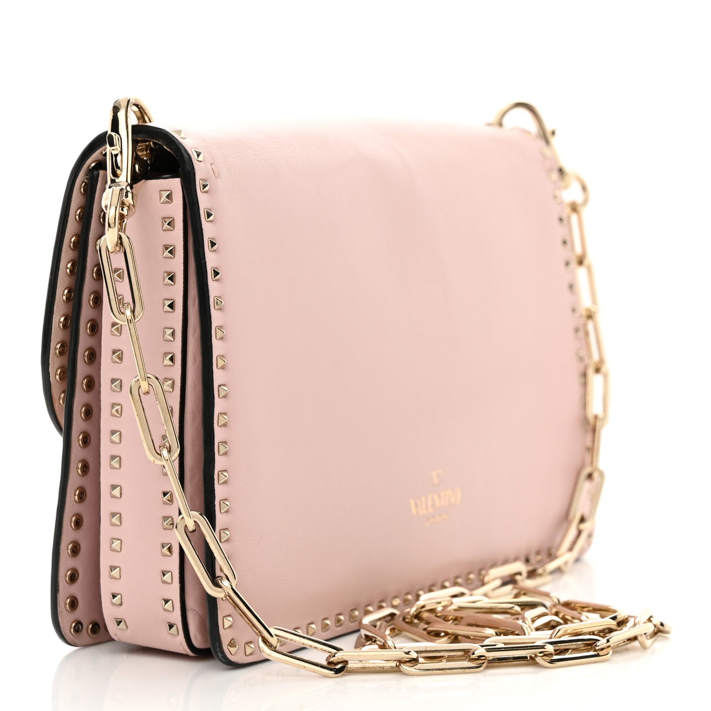 Vitello Rockstud Cabana Shoulder Bag Water Rose