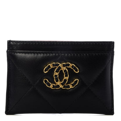 Chanel Goatskin Quilted 19 Card Holder Black 1 of 9
