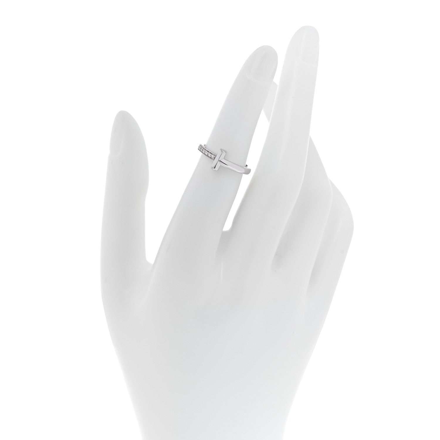 Tiffany 18K White Gold Diamond T T1 Ring 48 4.5 2 of 5