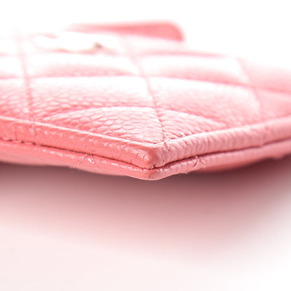 Chanel Caviar Quilted CC Zip Card Holder Pink 9 of 11