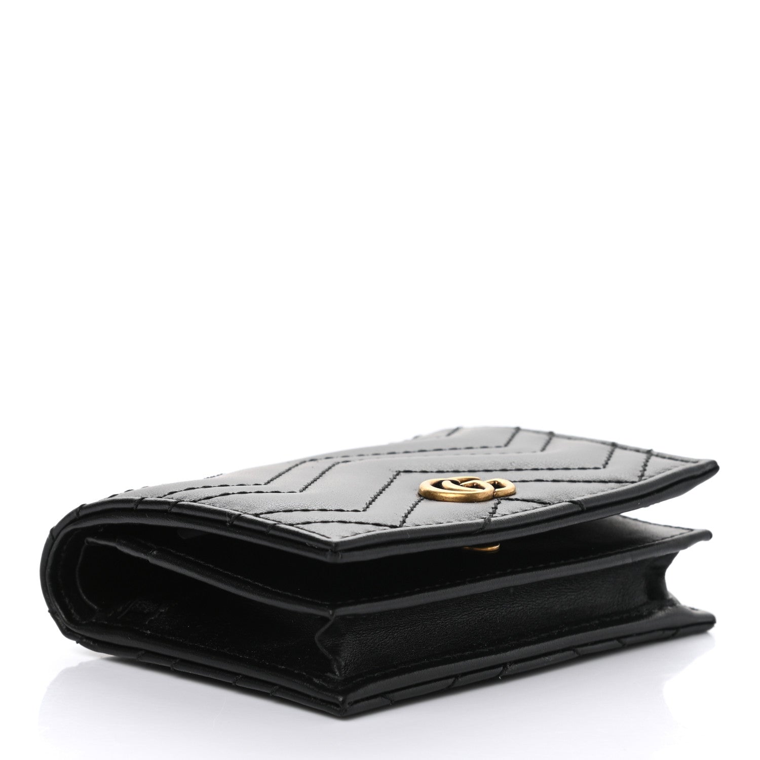 Gucci Calfskin Matelasse GG Marmont Card Case Wallet Black 4 of 7
