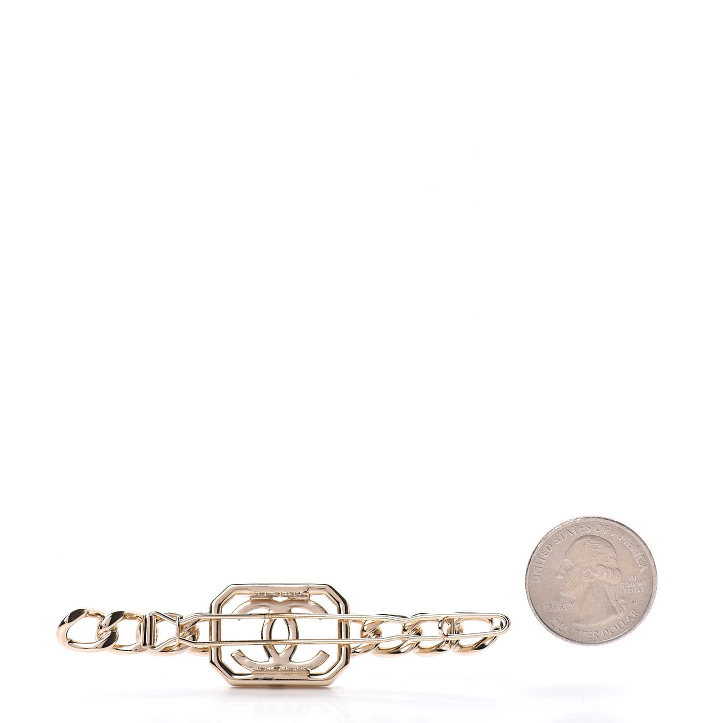 Crystal Chain CC Vendome Hair Clip Barrette Gold