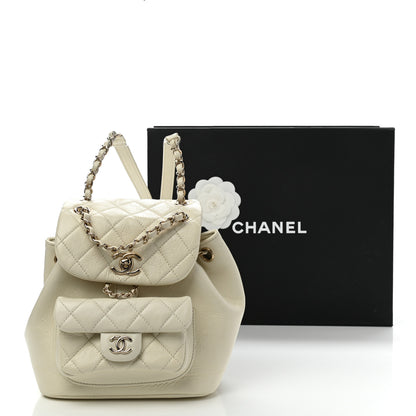 Chanel Glazed Aged Calfskin Quilted Small Duma Drawstring Backpack White 11 of 11