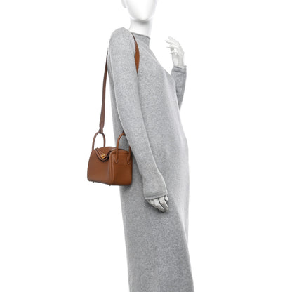 Hermes Taurillon Clemence Mini Lindy 20 Gold 2 of 11