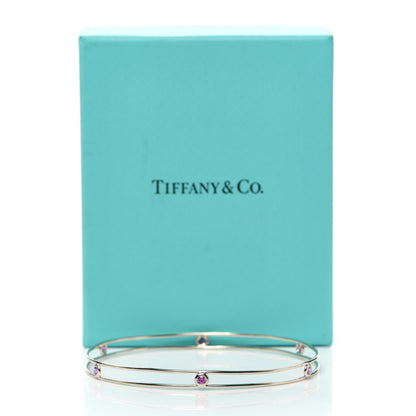 Tiffany 18K White Gold Pink Sapphire Elsa Peretti Sapphire By The Yard Bangle Bracelet 5 of 5