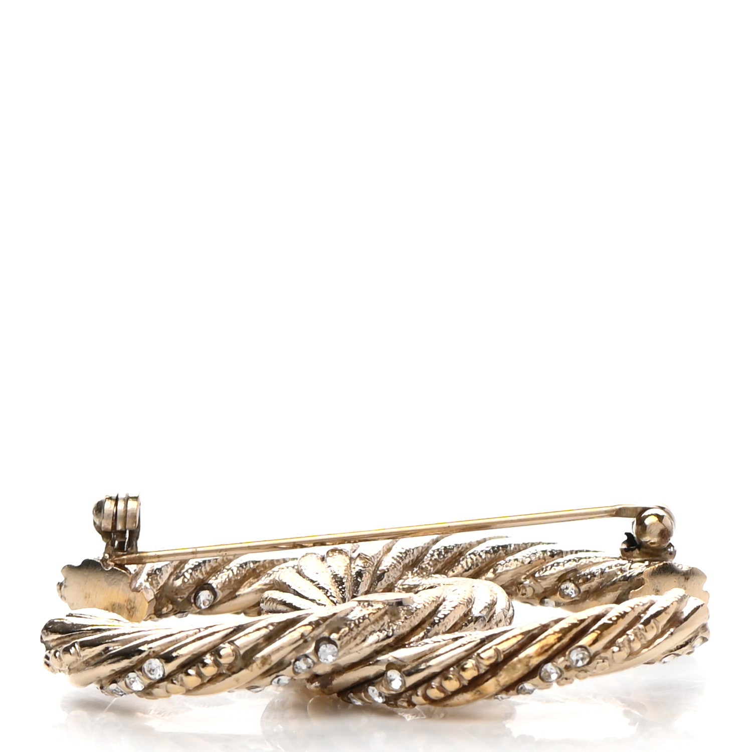 Chanel Crystal Twisted CC Brooch Light Gold 4 of 6