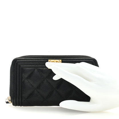 Chanel Caviar Quilted Small Boy Zip Around Wallet Black 2 of 8