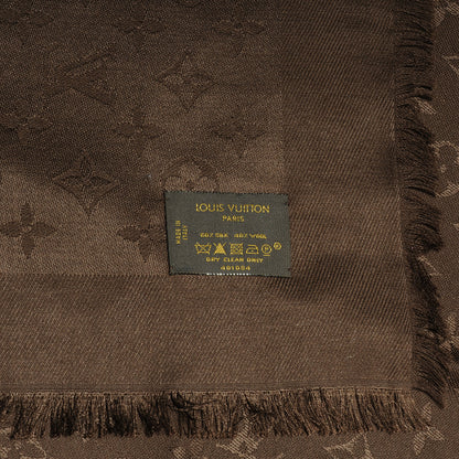 Louis Vuitton Wool Silk Monogram Shawl Chocolate 5 of 5