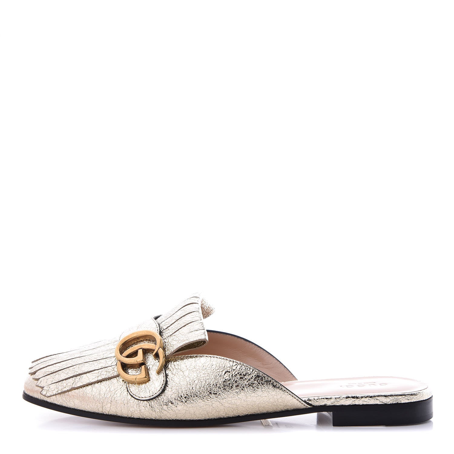 Gucci Galassia Womens GG Marmont Fringe Slippers 39 Platino 1 of 8