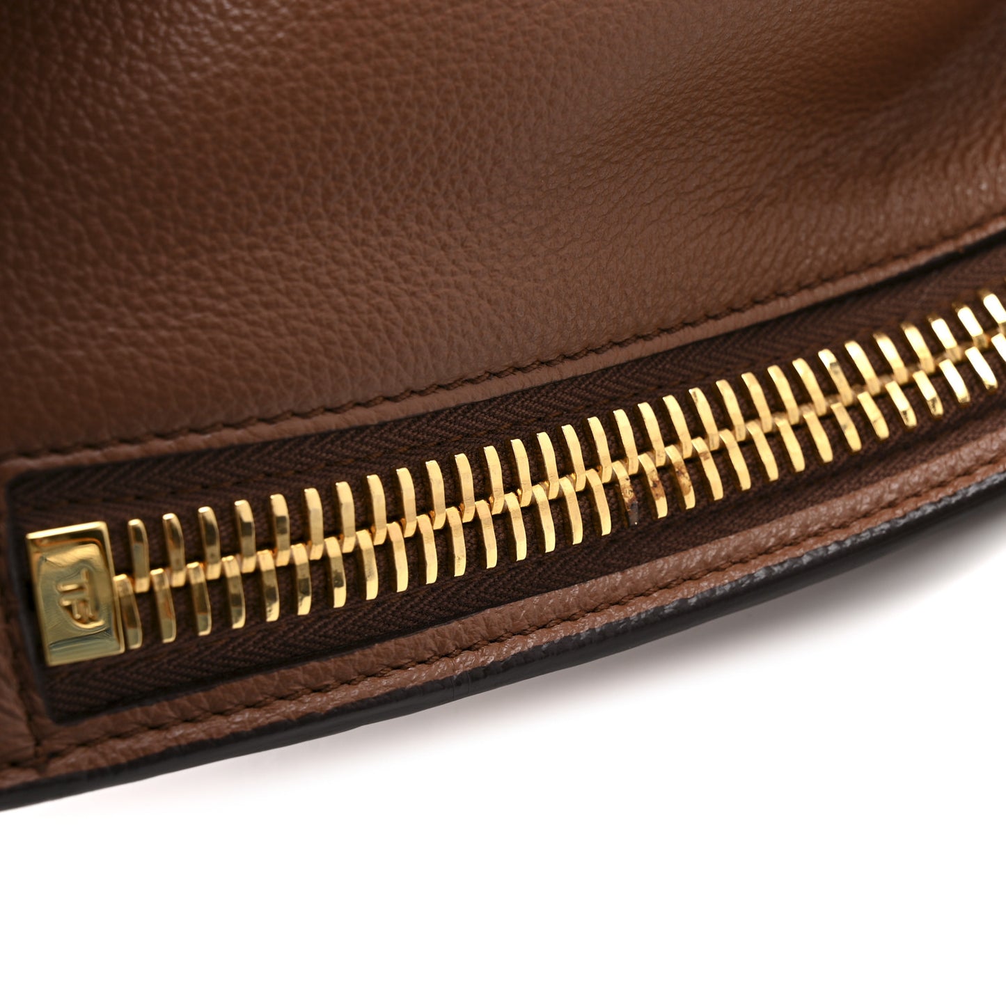Ramskin Large Alix Padlock Zip Shoulder Bag Brown