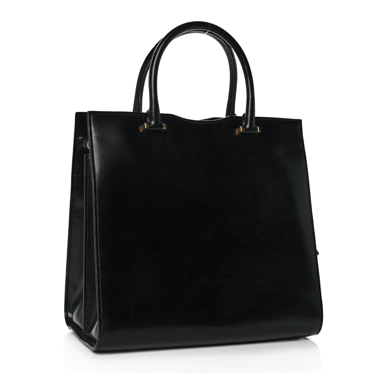 Shiny Calfskin Large Uptown Tote Black