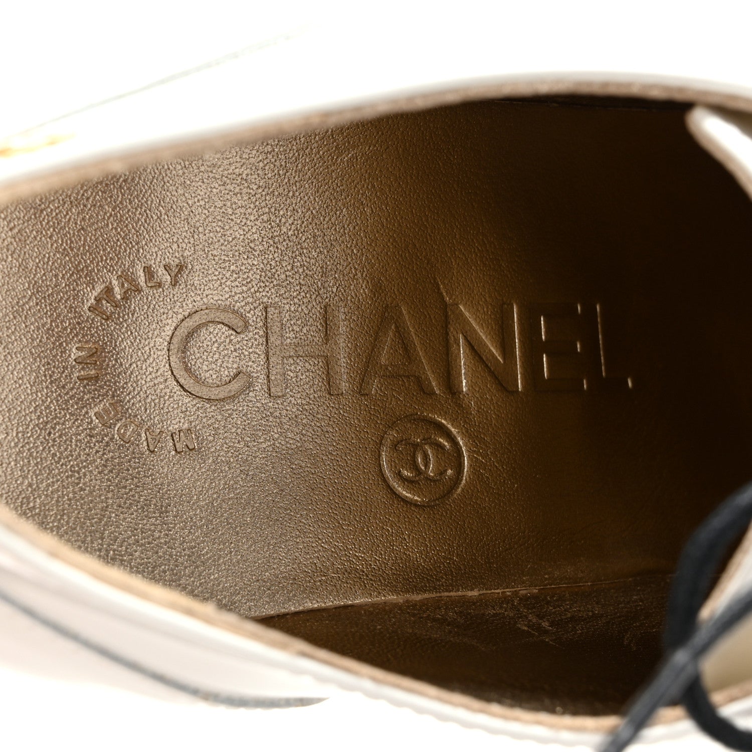 Chanel Patent CC Lace Up Ankle Boots 37.5 White 8 of 13