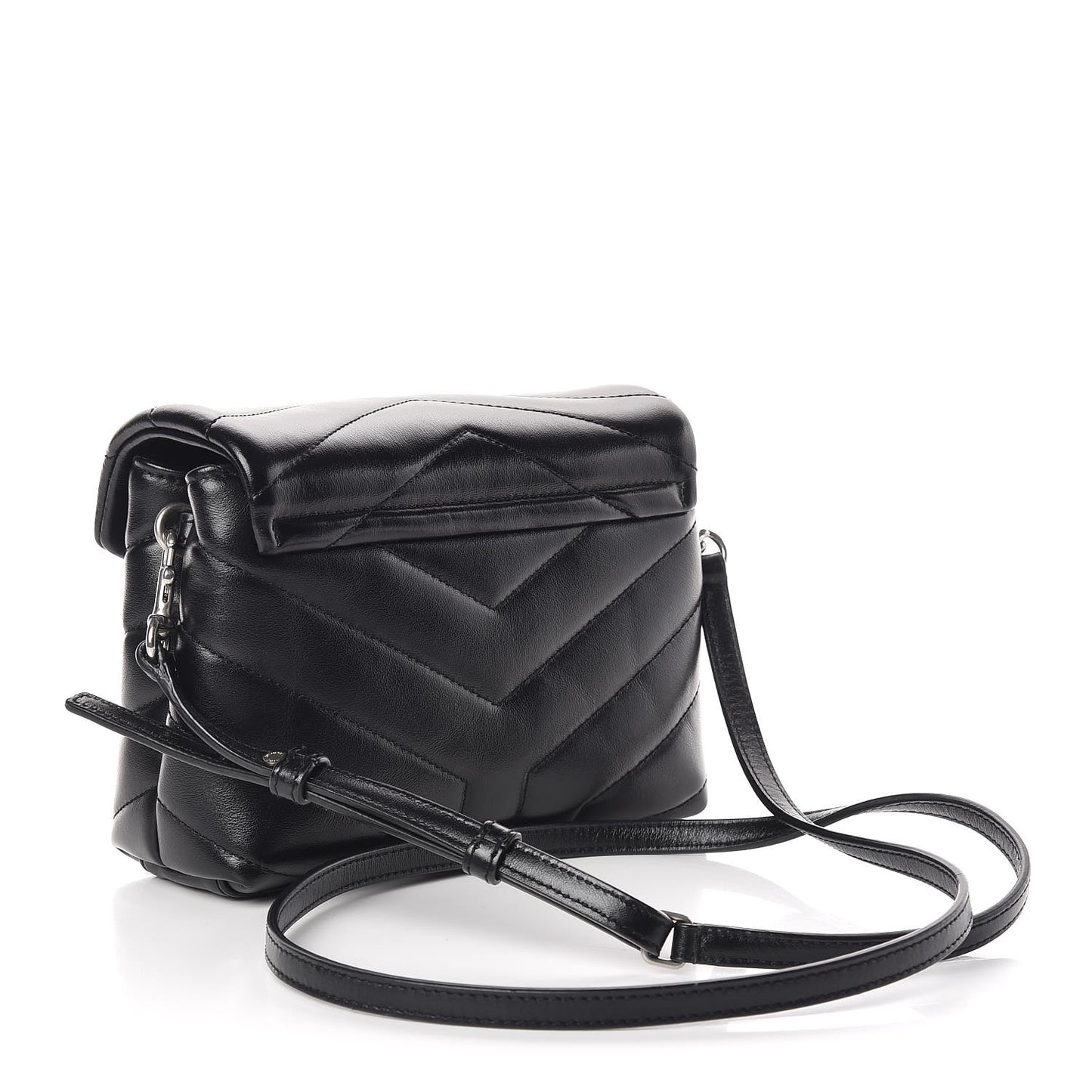 Calfskin Y Quilted Monogram Toy Loulou Crossbody Bag Black