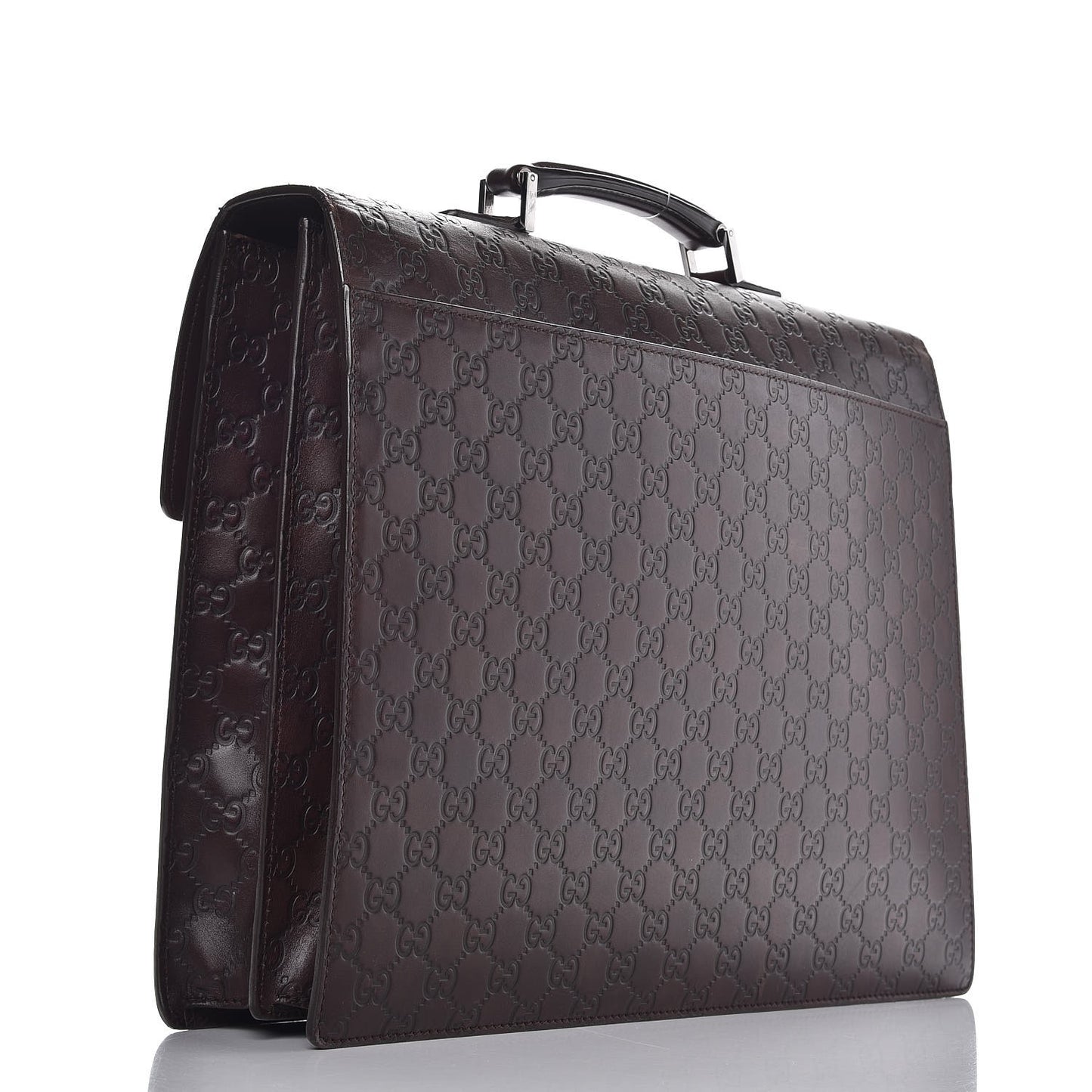 Guccissima Large Laptop Briefcase Dark Brown