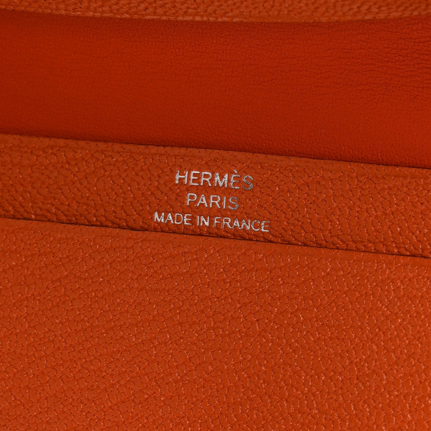 Hermes Chevre Mysore Verso Bearn Card Holder Wallet Orange Feu 6 of 7