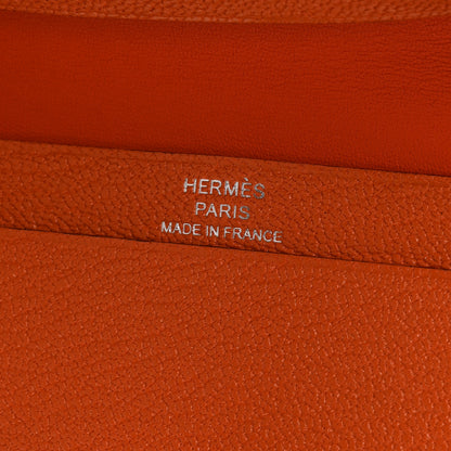 Hermes Chevre Mysore Verso Bearn Card Holder Wallet Orange Feu 6 of 7