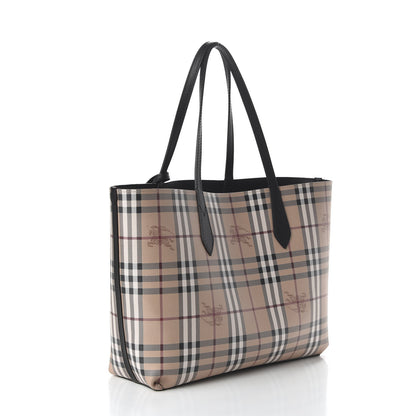 Burberry Grainy Calfskin Haymarket Check Medium Reversible Tote Black 10 of 15
