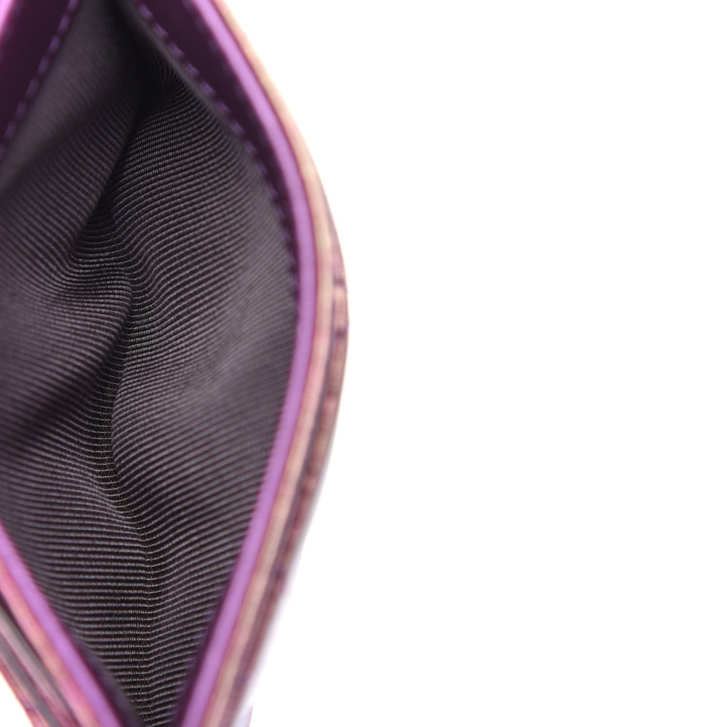 Iridescent Lambskin Quilted Card Holder Purple