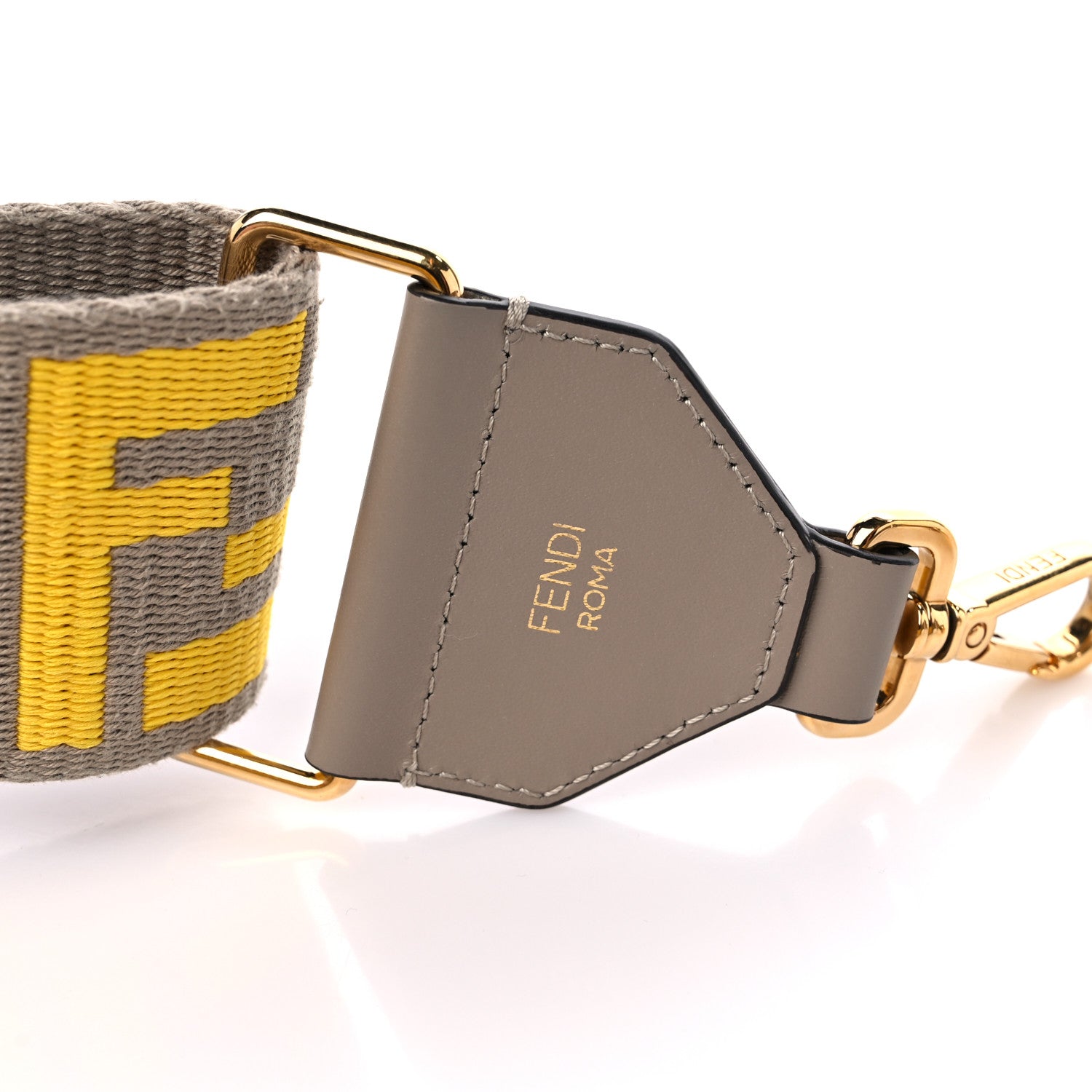 Fendi Ribbon Vitello King FF 1974 Adjustable Strap You Tortora Senape 4 of 5