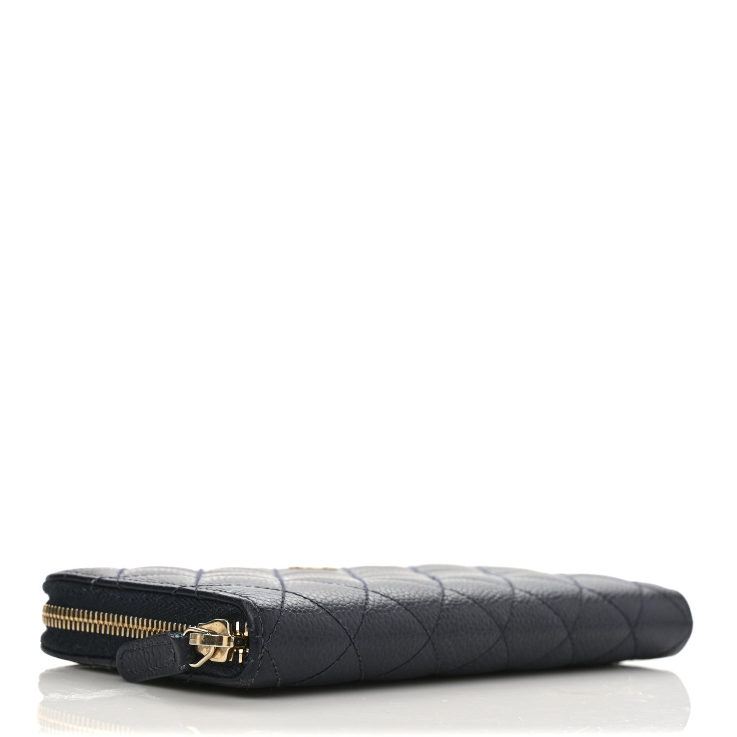 Chanel Caviar Quilted Large Gusset Zip Around Wallet Navy 4 of 10