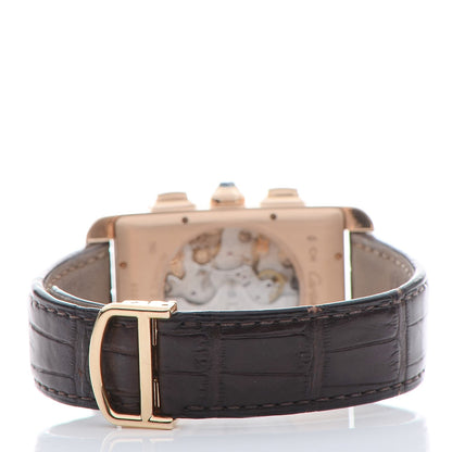 Cartier 18K Pink Gold Alligator 31.5mm Tank Americaine Chronograph Automatic Watch Brown 3 of 9