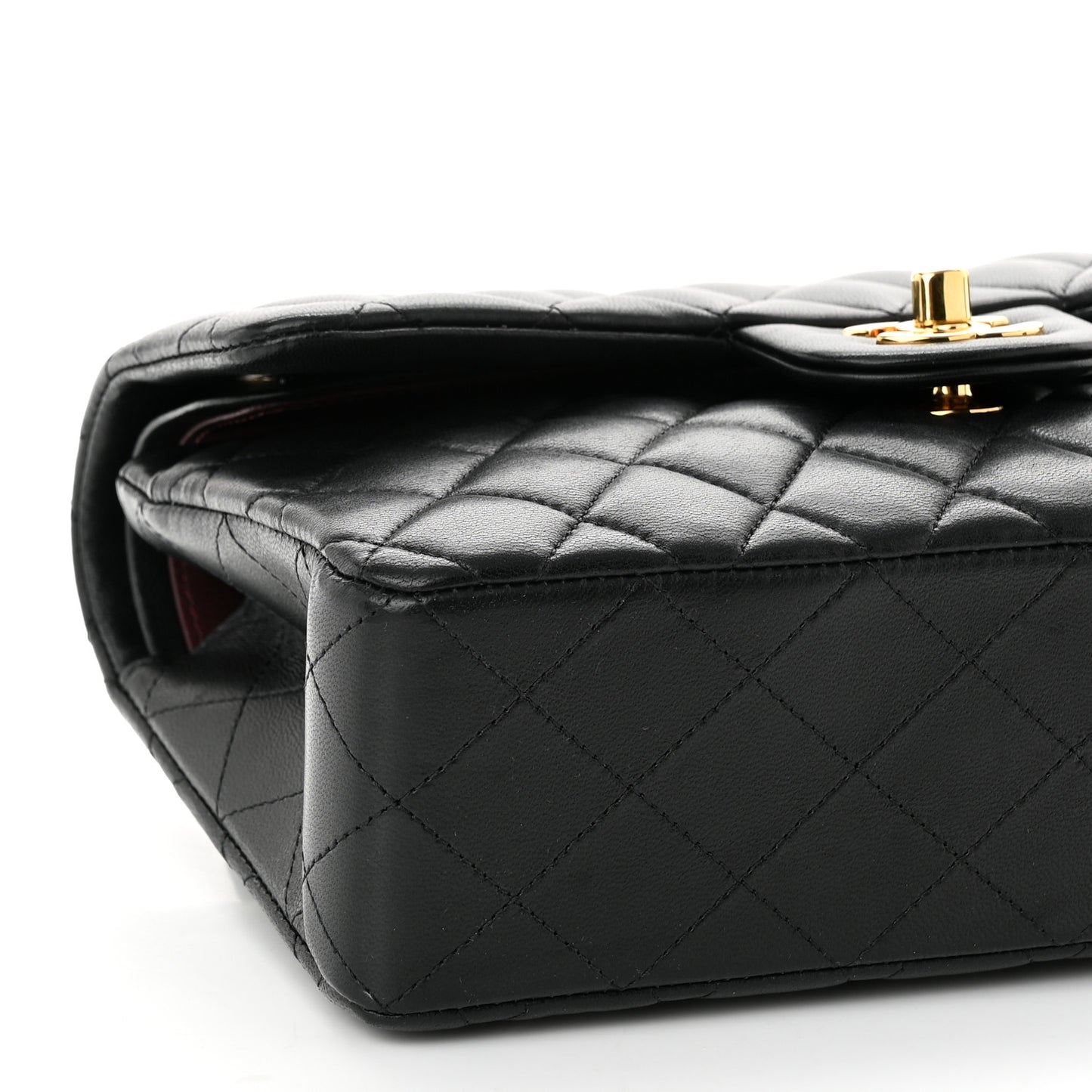 Lambskin Quilted Small Double Flap Black