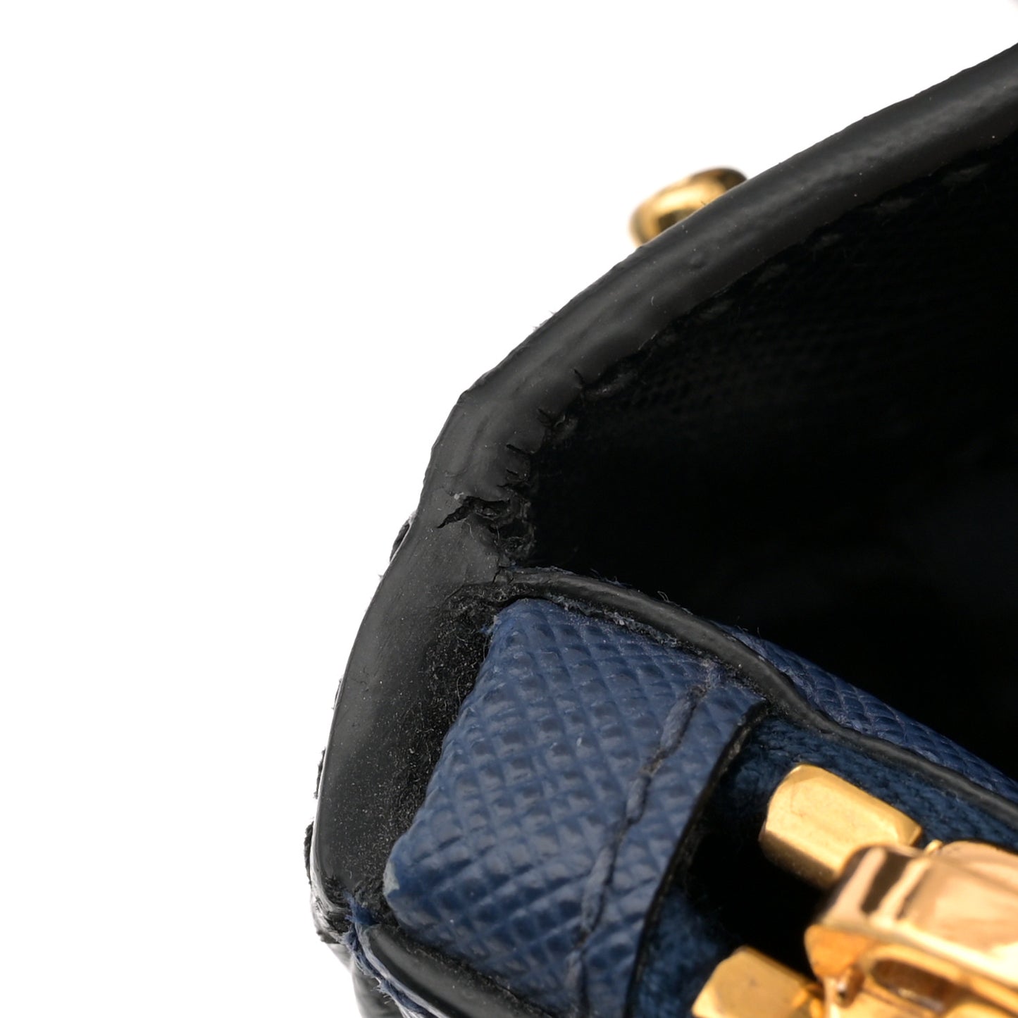 Saffiano Lux Bi-Color Medium Galleria Double Zip Tote Bluette Baltico