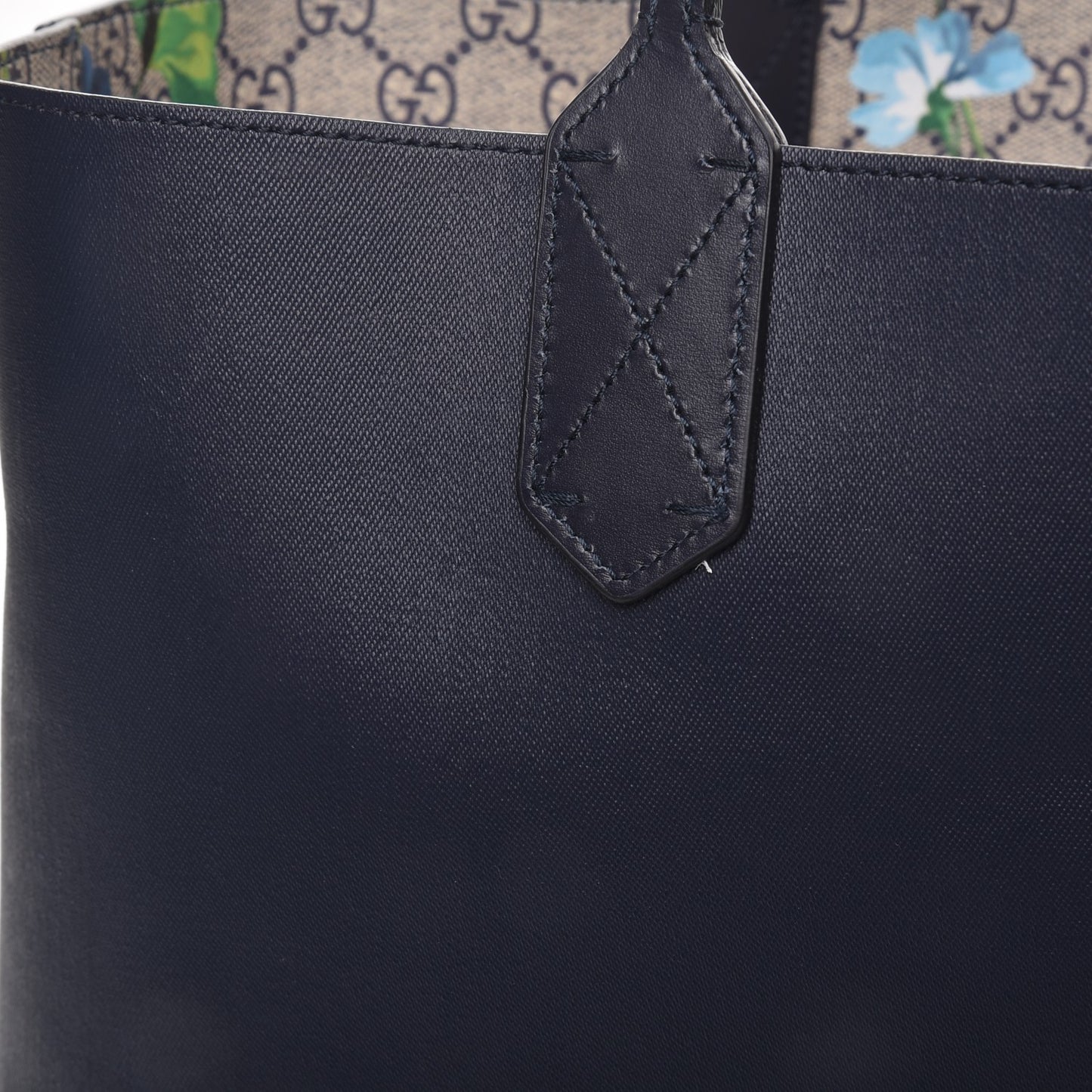 GG Supreme Monogram Blooms Medium Reversible Tote Beige Blue Navy