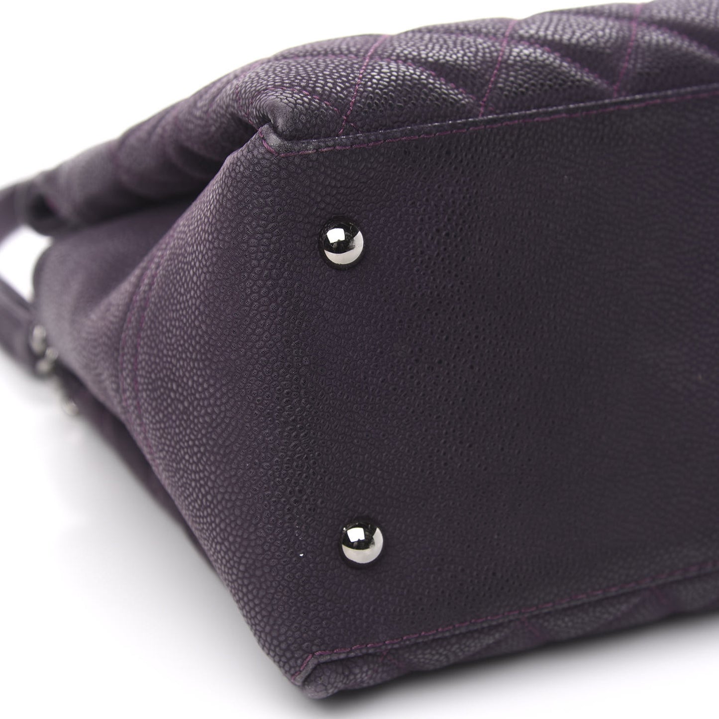 Iridescent Caviar Quilted Lady Pearly Tote Purple