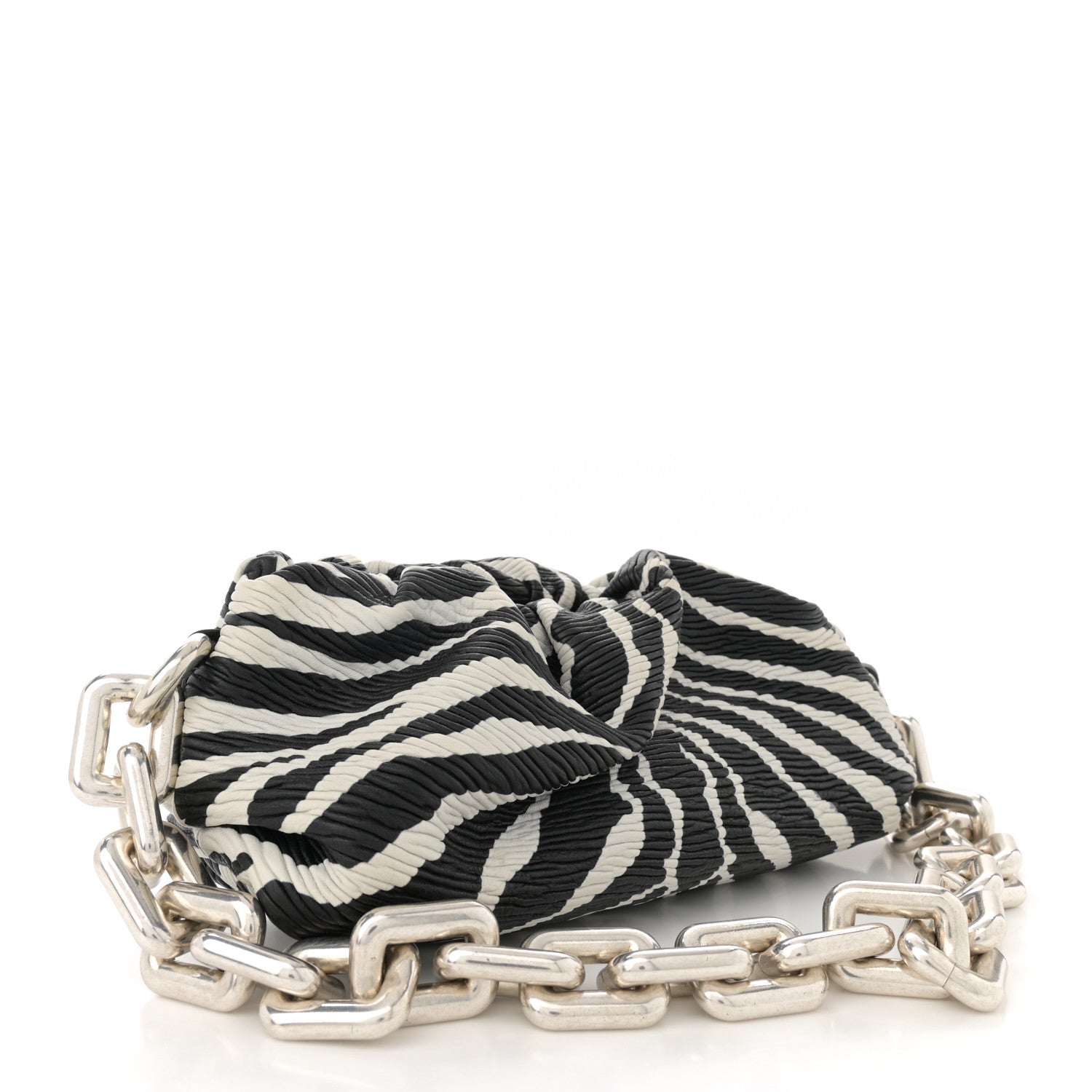 Bottega Veneta Nappa Zebra Print The Pouch Chain White Black 3 of 12