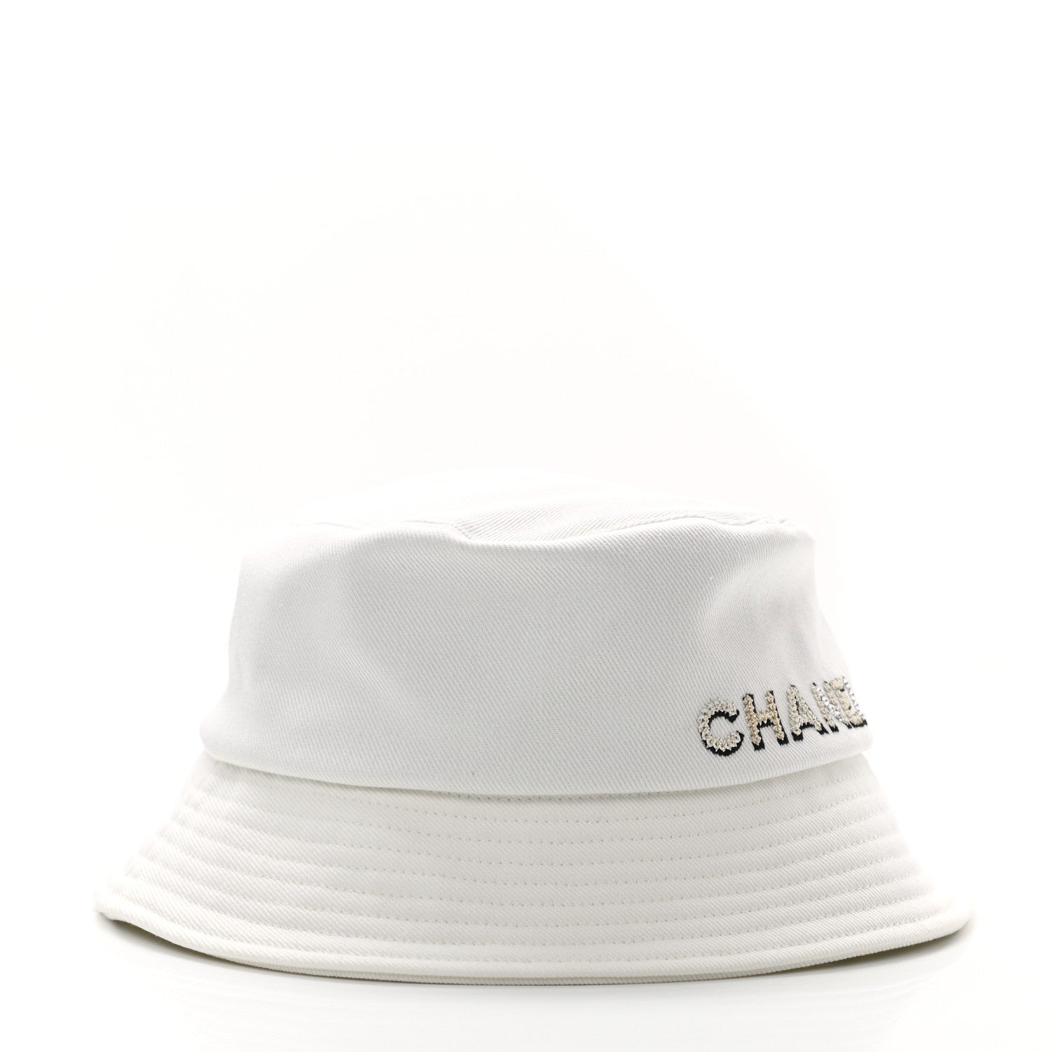 Chanel Fabric Logo Bucket Hat L White 4 of 8