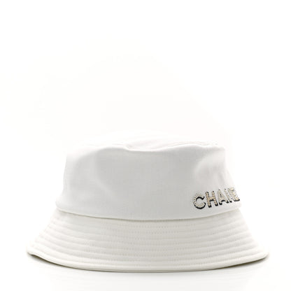 Chanel Fabric Logo Bucket Hat L White 4 of 8