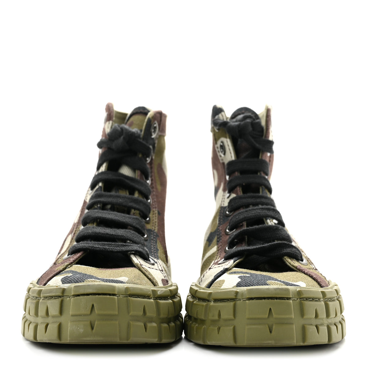 Denim Triangle Logo Camo Sneakers 35 Militare