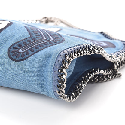 Stella McCartney Eco Denim Embroidered Zigarette Falabella Fold Over Tote Blue 9 of 9