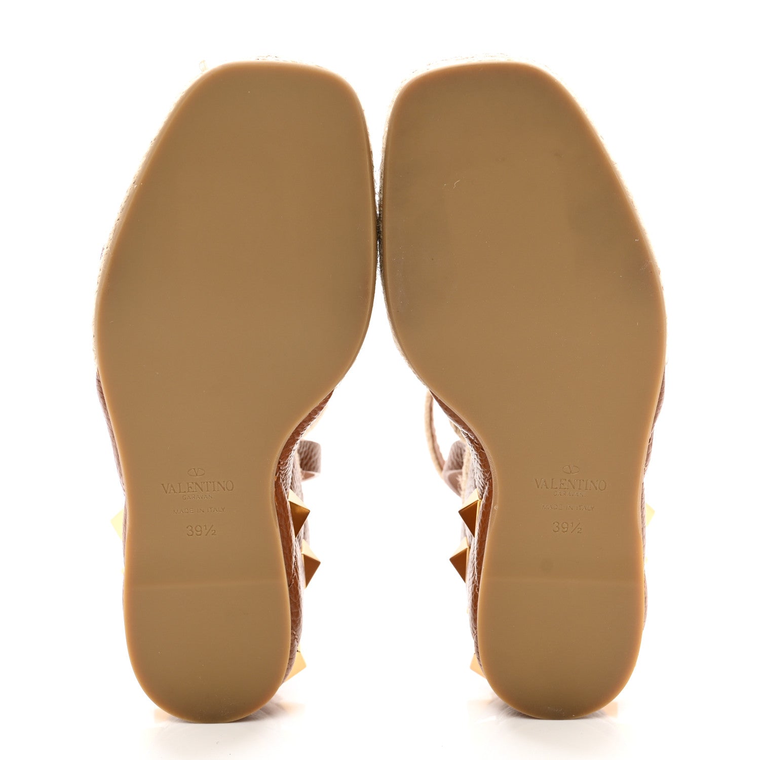Valentino Garavani Grained Calfskin Roman Stud Espadrille Wedge Ankle Wrap Sandals 39.5 Selleria 5 of 8