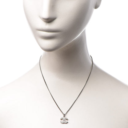 Chanel Crystal Timeless CC Necklace Silver 2 of 6