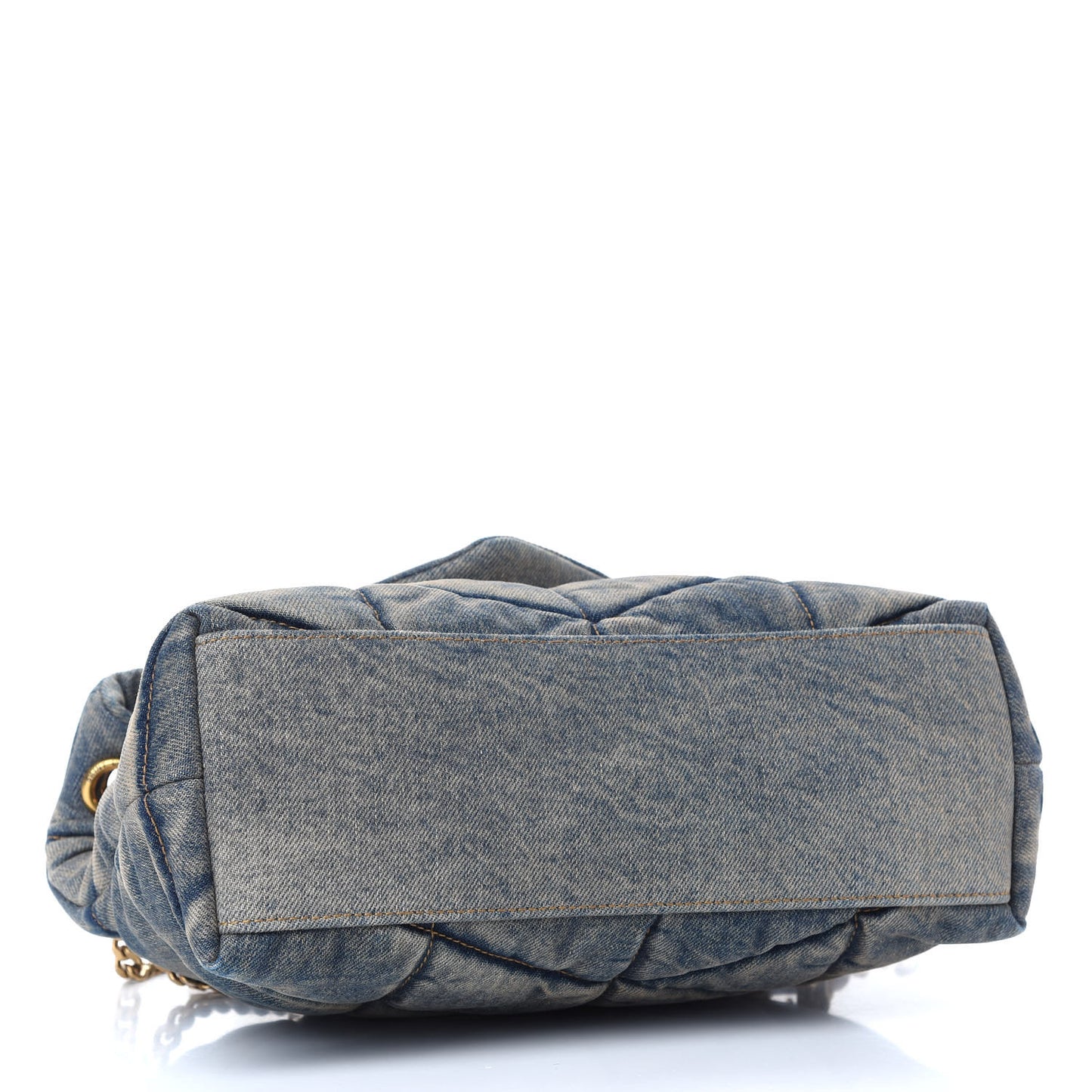 Denim Quilted Small Loulou Puffer Monogram Chain Satchel Blue Cinnamon